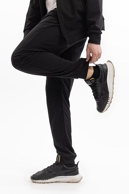 Модный удобный костюм унисекс из хлопка с капюшоном демисезонный чёрный для дома и прогулок Львов - изображение 9