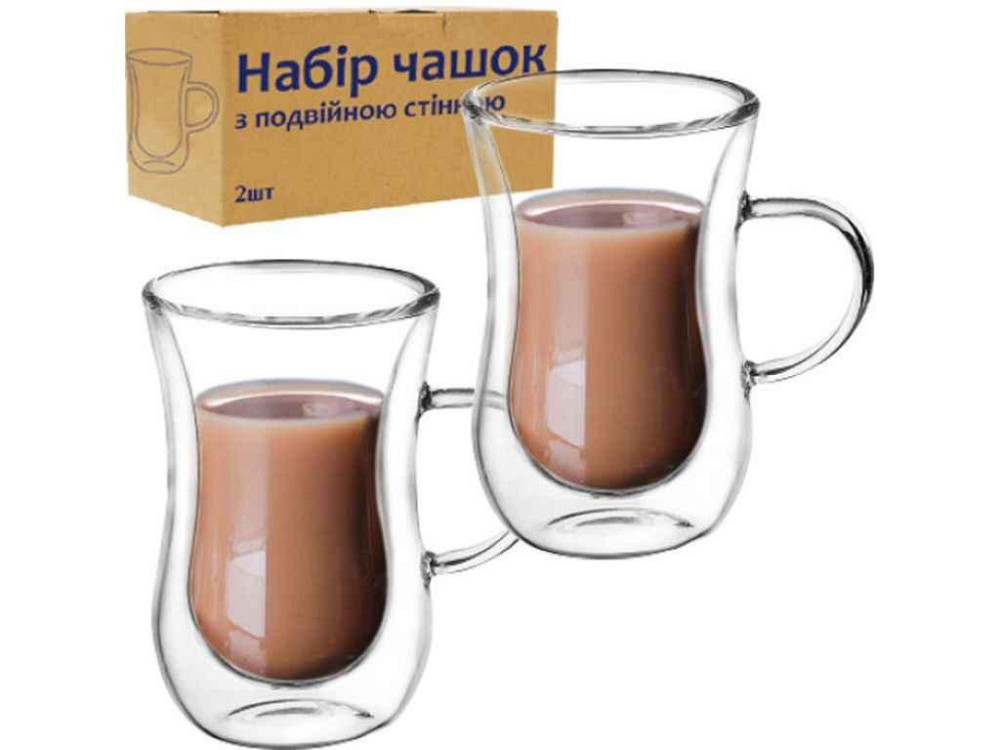 Набір чашок з подвійною стінкою 2шт 100мл 202-20 ТМ SNT Київ - фото 1