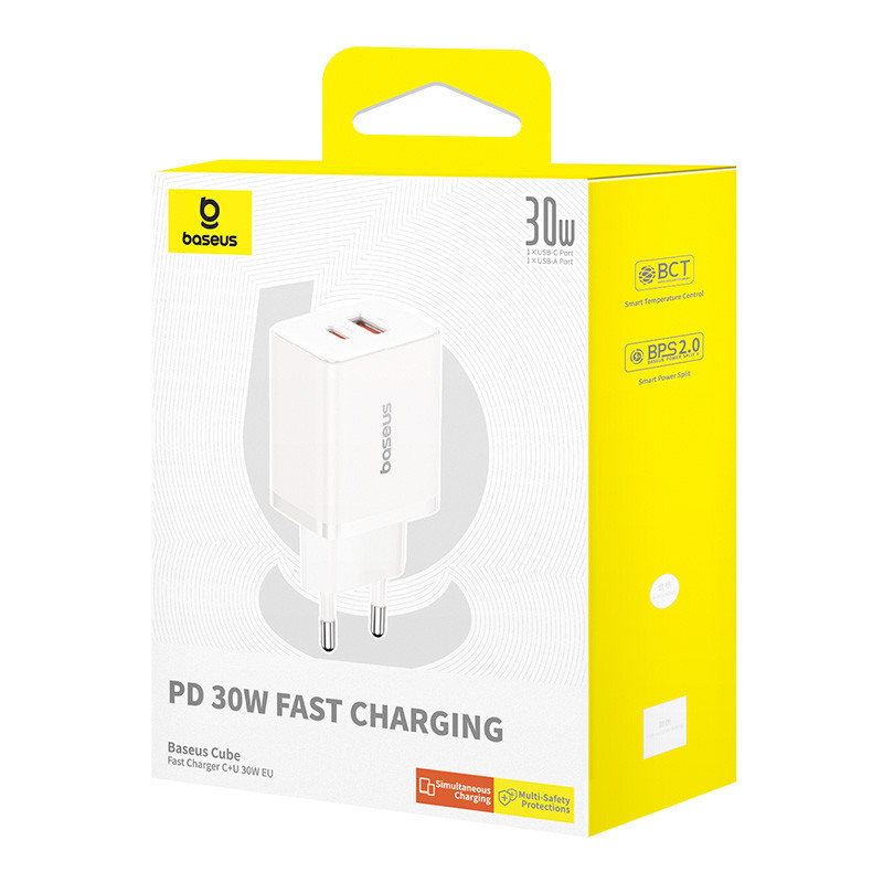 Мережевий зарядний пристрій Baseus Cube Fast Charger C+U 30W EU Moon White P10111404213-00 Одеса - фото 2
