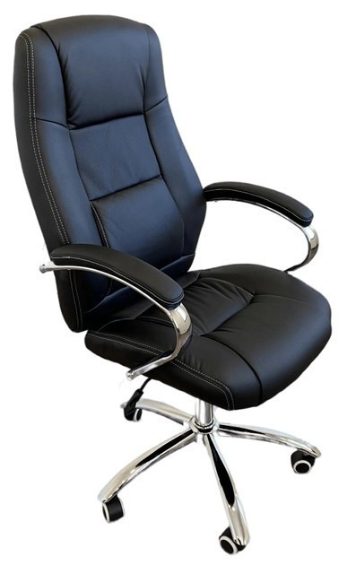 Офисное кресло руководителя Tehforward Gector хром Anyfix Черный Киев - изображение 1