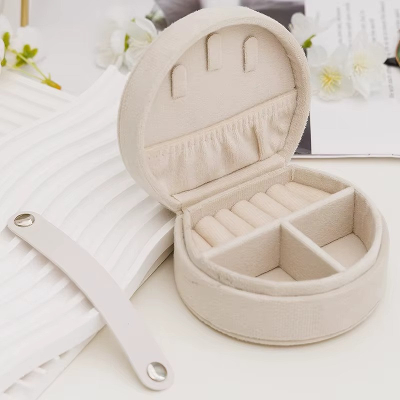 Органайзер-шкатулка для украшений футляр для хранения драгоценностей и аксессуаров органайзер 10х9х5 см бархат, бежевый Каменец-Подольский - изображение 1