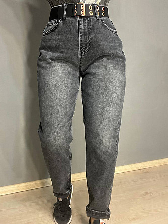 Джинсы женские SESSANTA 16482 MOM jeans высокая посадка стрейчевые с ремнем темно серые, темно-серый Одесса - изображение 8