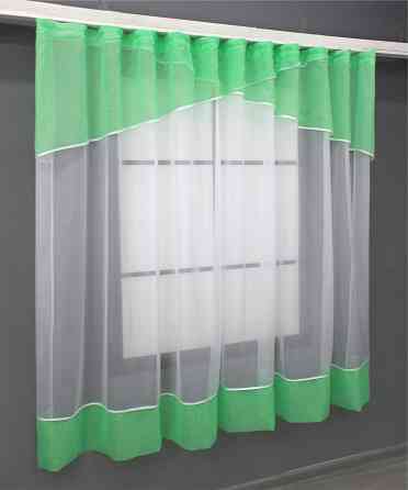 Кухонная занавеска VR-Textil № 078к белым с мятным 280х170 см (52-1054) Киев