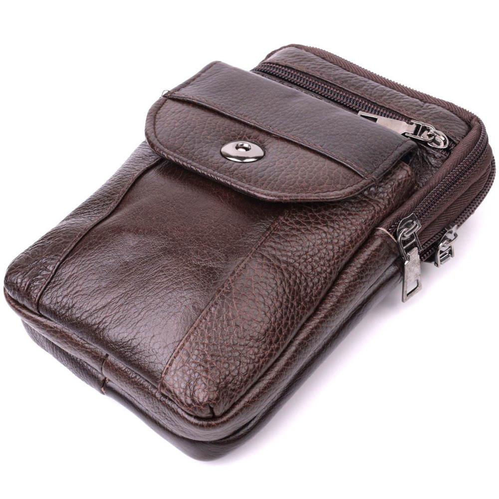 Компактна чоловіча сумка на пояс із натуральної шкіри Vintage 22141 Коричневий Київ - фото 6