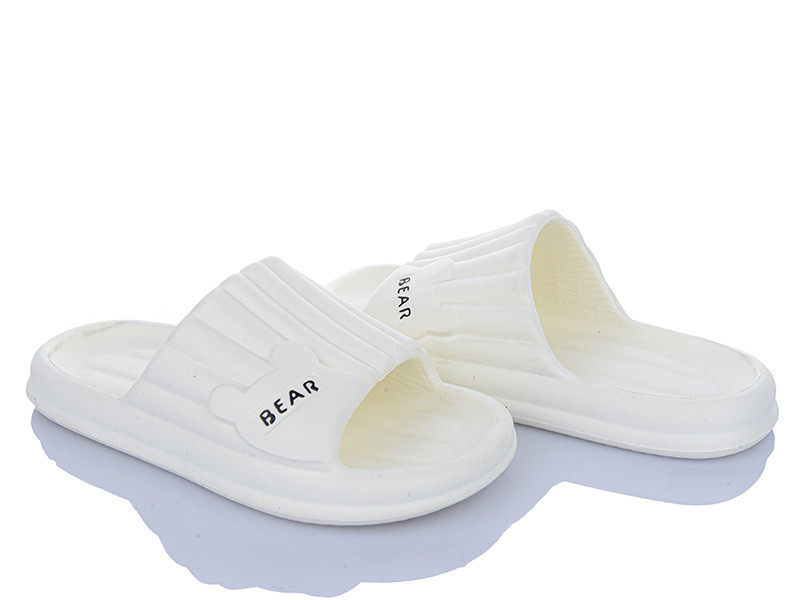 Жіночі капці шльопанці легенькі пінка Медведик білі Одеса - фото 1