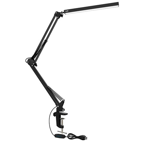 Лампа настільна LED на струбцині 10Вт, 2 коліна, USB, чорна Вінниця - фото 1