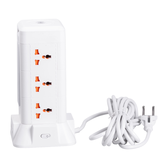 Мережевий фільтр подовжувач 4.8 м з лампою на 9 універсальних розеток з 2 USB, 1 Type-C, бездротова зарядка HP-5-7MF Коломия