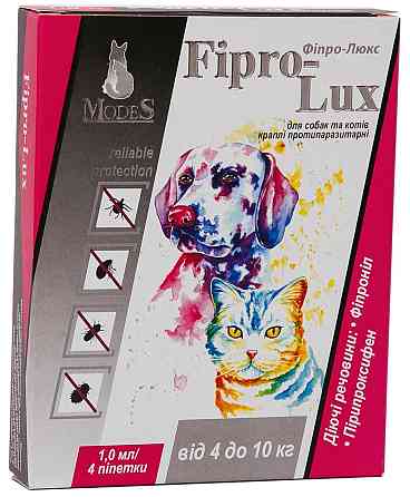 Капли ModeS Фипро-Люкс противопаразитарные для собак и котов 4 - 10 кг (4 шт х 1 мл) Винница