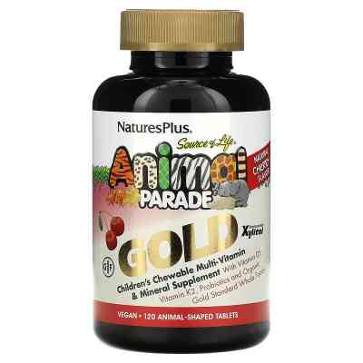 Мультивітамін Natures Plus Мультивитамины для Детей, Вкус Вишни, Animal Parade Gold, 1 (NAP-29932) Вінниця