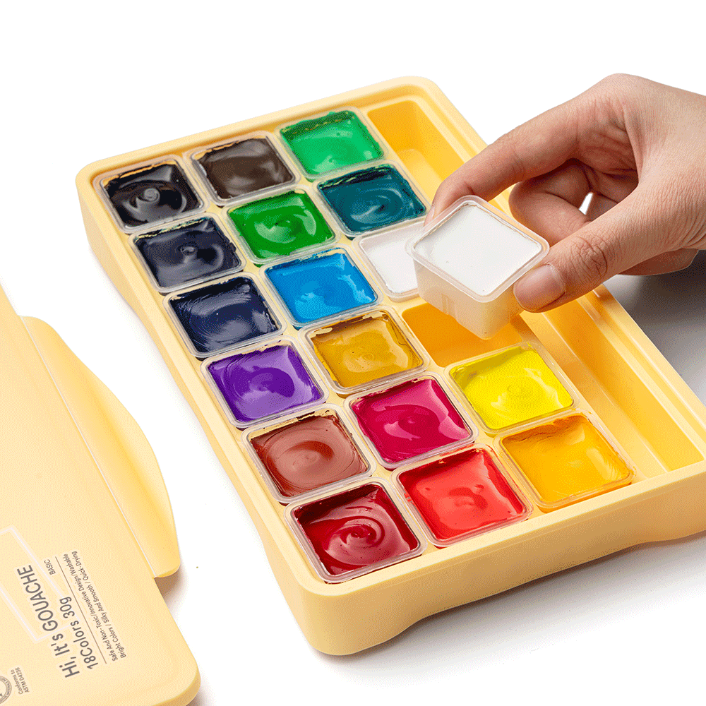 Набір гуашевих фарб Jelly Cup 18×30мл жовтий пластиковий пенал HIMI Київ - фото 7