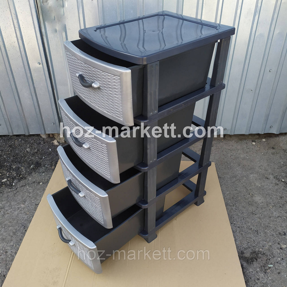 Тумбочка комод пластиковый серый на 4 ящика производство Украина Харьков - изображение 7