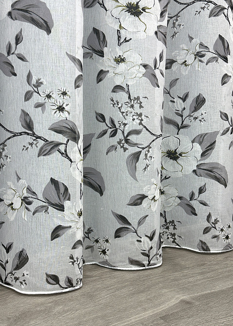 Тюль VR-Textil 1681т Flora Батист Білий з сірим 400х270 см (42-0965) Київ - фото 8