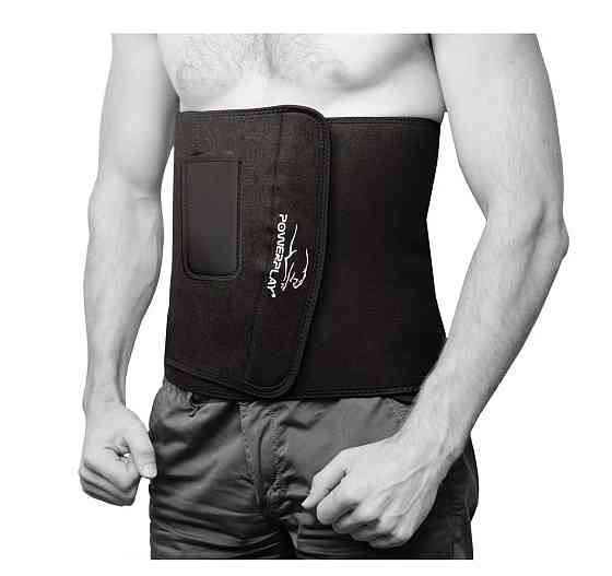 Пояс для схуднення PowerPlay 4301 (100*30 см) + кишеня для смартфона Чорний Луцк