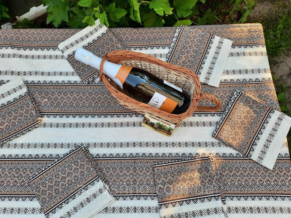 Комплект вышитый скатерть с салфетками кофейный Киев - изображение 10