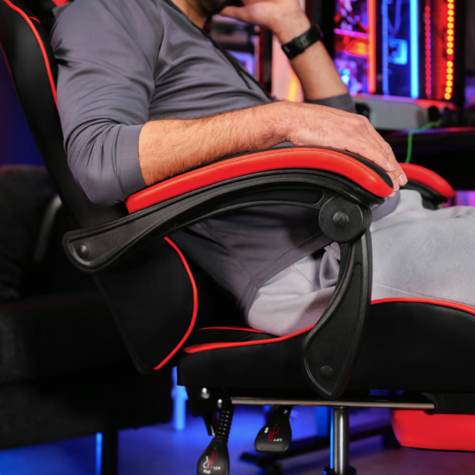 Кресло геймерское с подставкой для ног Ragazo усиленное до 150 кг черно-красное Компьютерное игровое кресло Киев - изображение 9