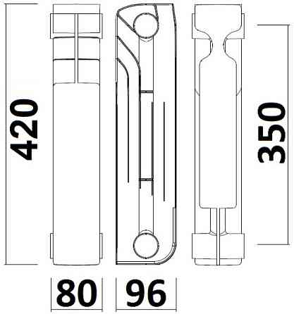 Радіатор біметалевий секційний QUEEN THERM 350/96 (кратно 10) Тернополь