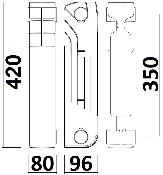 Радіатор біметалевий секційний QUEEN THERM 350/96 (кратно 10) Тернополь - изображение 3