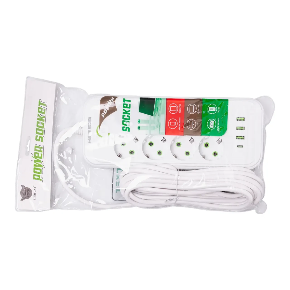 Yiwu Мережевий фільтр 4.7 м подовжувач на 8 розеток з 3 USB 1 Type-C та кнопкою відключення F20 Коломия - фото 7