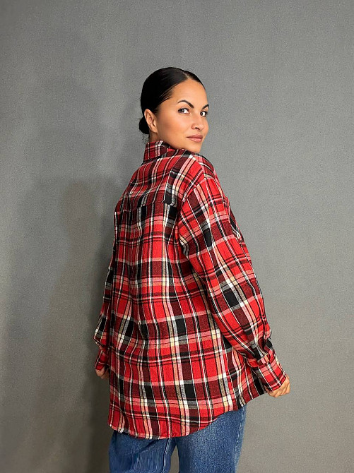 Рубашка женская Baoyu 225-1 в клетку оверсайз фланель, красный, one size Киев - изображение 13