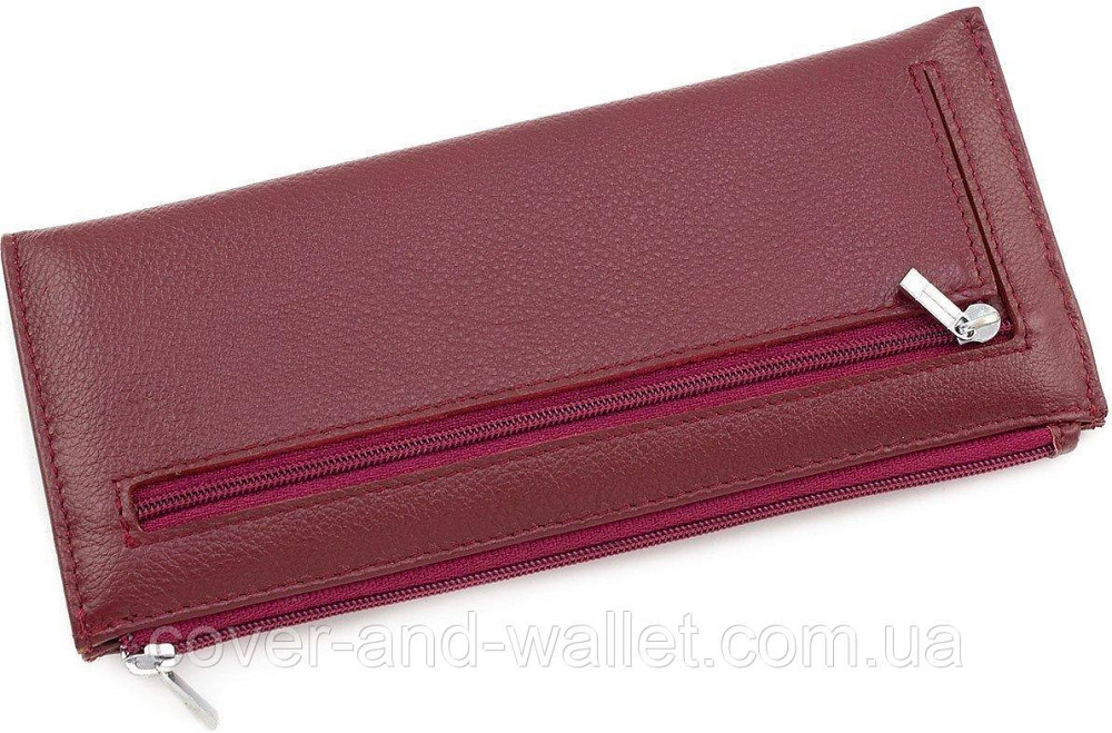 Бордовий тонкий жіночий гаманець на блискавці ST025 date red Київ - фото 6