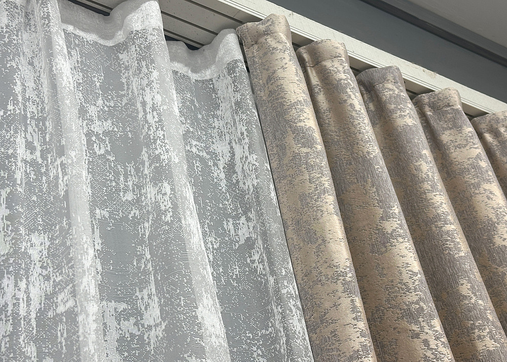 Комплект штор VR-Textil Жакард Мармур 200х270 2шт і Тюль 600х270 1144ш-1400т Кавово-сірий з білим 71-117/7 Київ - фото 8