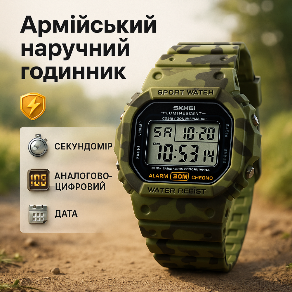 Брендовые мужские часы SKMEI 1628CMGN, Часы армейские оригинал, Часы для походов спортивные спорт TE-81 Львов - изображение 18