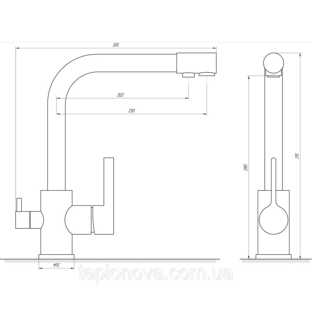 Смеситель для кухни под осмос Globus Lux LAZER GLLR-0444-11-GRAPHITE Черновцы - изображение 5