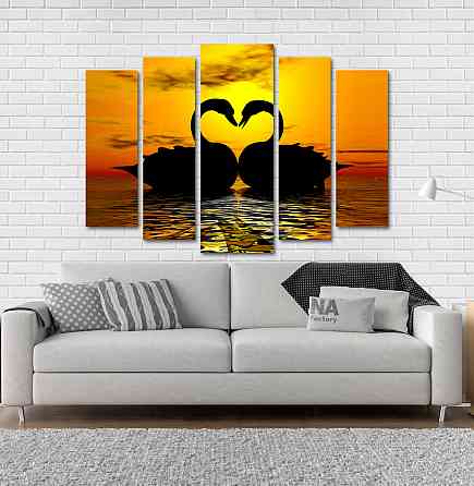 Модульна картина Захід Лебеді Art-104_5 Київ