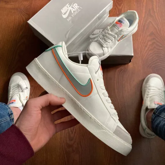 Кроссовки Nike Бежевые Мужские Белые Форсы Кожаные Найк Кеды (размеры: 40,41,42,43,44) - 203 Днепр