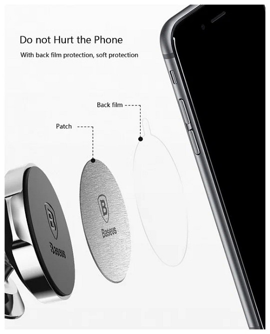 Комплект пластин Baseus Magnet Iron Suit ACDR-A0S для магнітного тримача (2шт, Круглі) Николаев - изображение 8