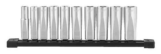 Набір головок торцевих хромованих 3/8'' MILWAUKEE, (10 19мм) подовжених, на планці (10шт) Одеса