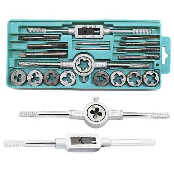 Набір мітчиків і плашок, 20 шт, у кейсі / Плашки для нарізання різьби / Плашки / Мітчики Київ