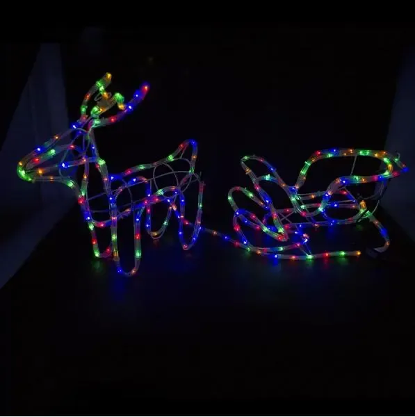 Hot Huez Теплый белый Уличный новогодний олень из дюралайта маленький с санями от сети Київ - фото 4