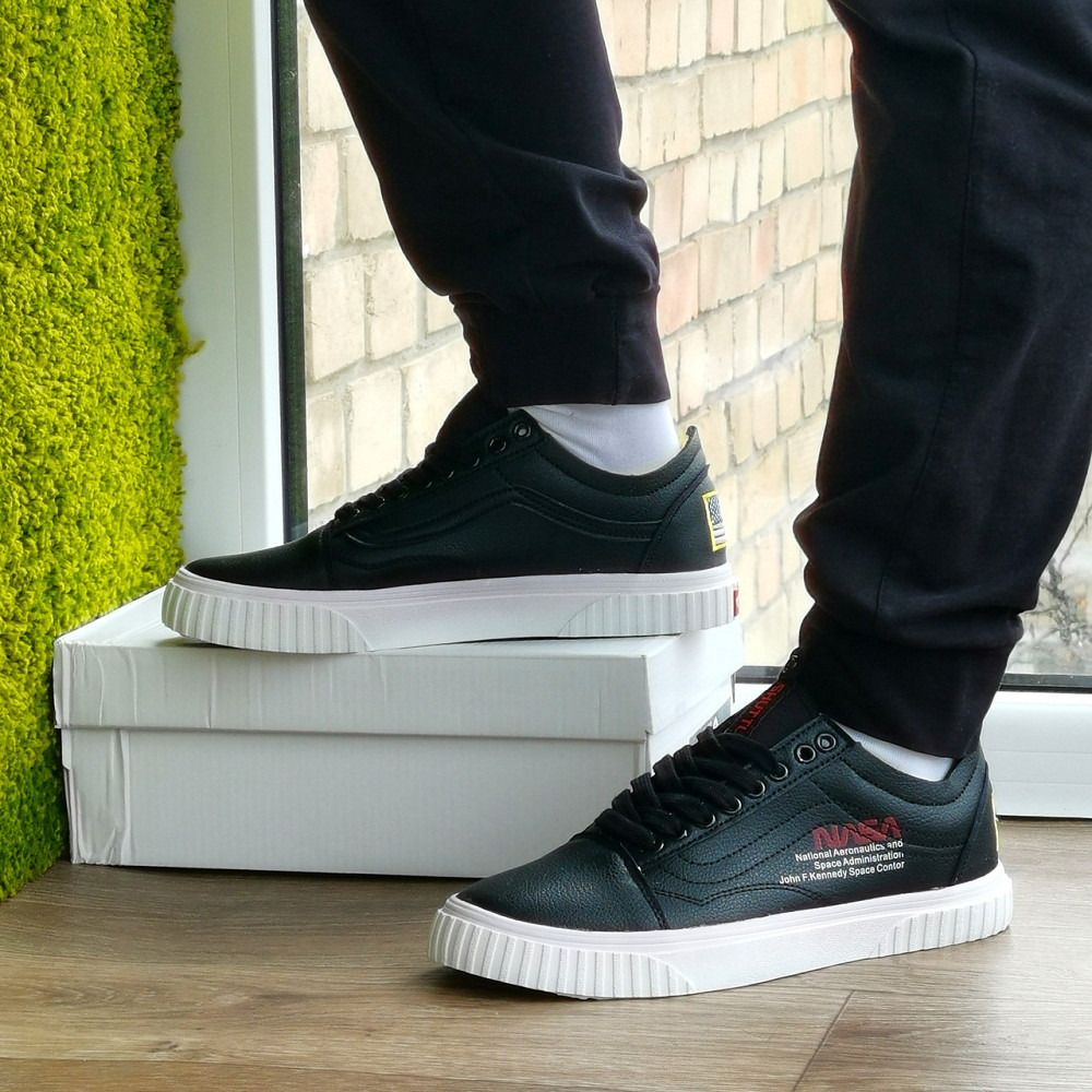 Кроссовки NASA Shuttle Чёрные Кожаные Кеды Ванс Мужские (размеры: 41,42,43,44) Видео Обзор Днепр - изображение 5