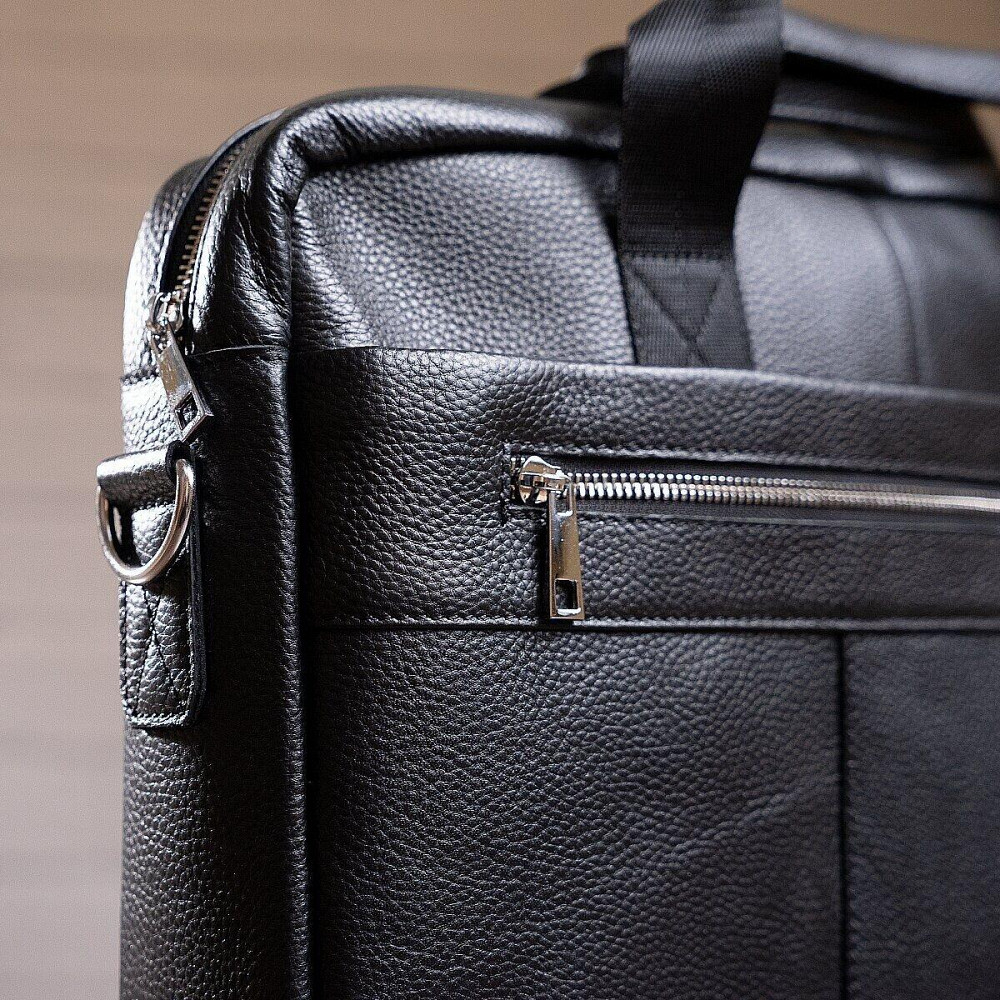 Сумка ділова чоловіча шкіряна Vintage 14794 Чорна Київ - фото 9