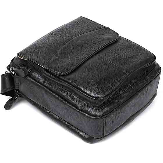 Містка шкіряна чоловіча сумка Vintage 20683 Чорний Київ