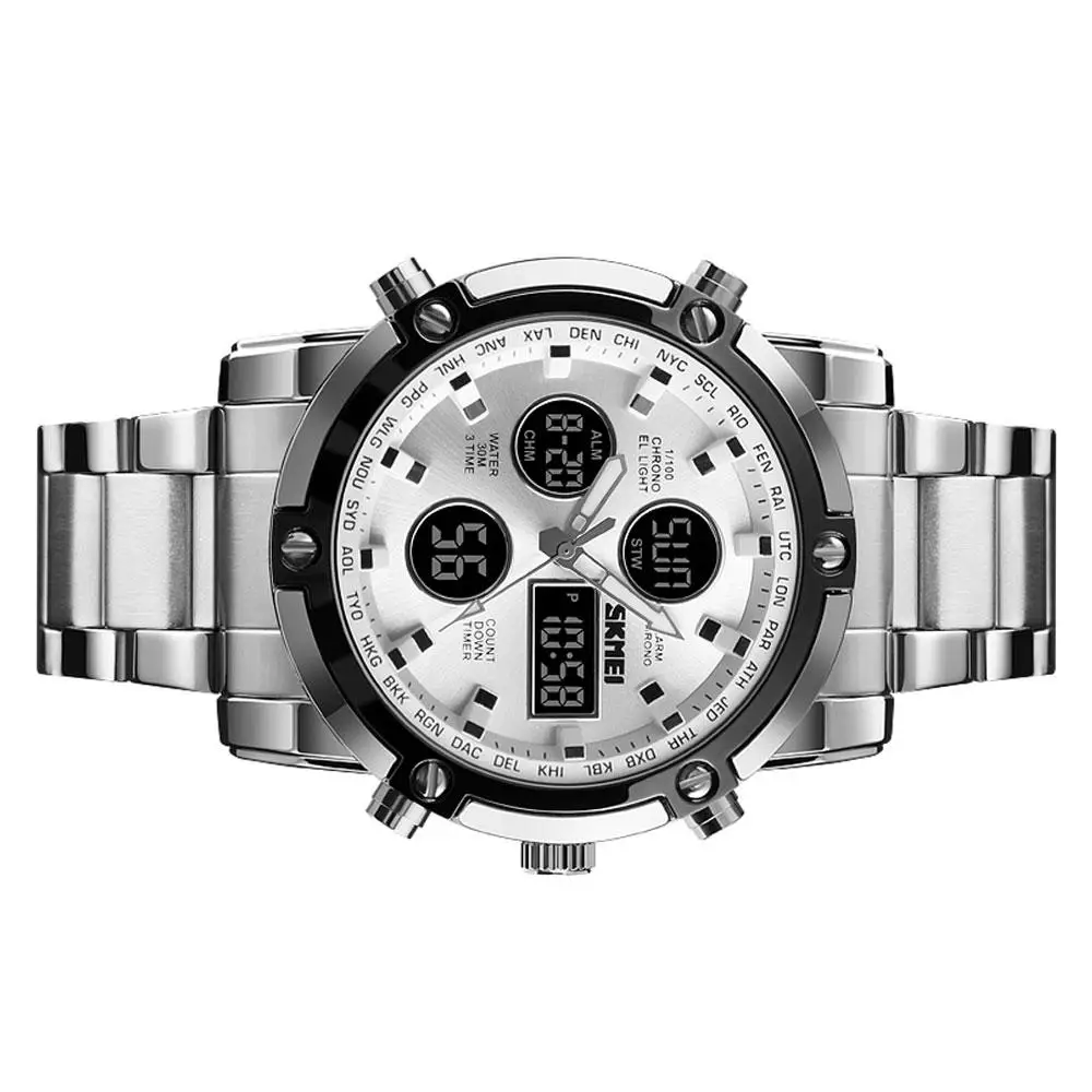 Классические наручные часы Skmei 1389 серебристые с черным Серебристый с белым Винница - изображение 3