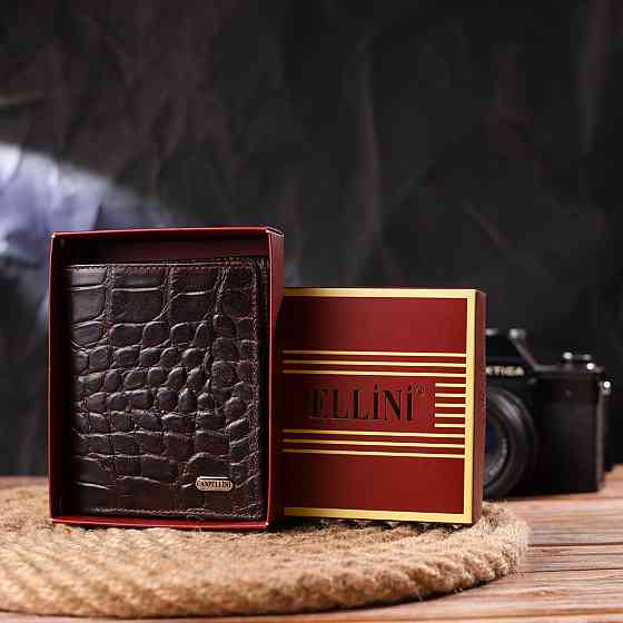 Стильное мужское портмоне из натуральной фактурной кожи CANPELLINI 21497 Коричневое Киев