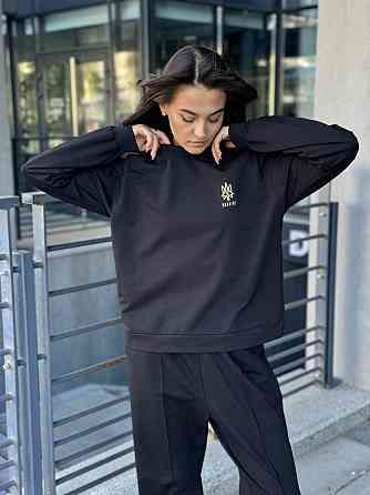 Женский свитшот трикотажный с трезубцем Черный 46/48 Харьков