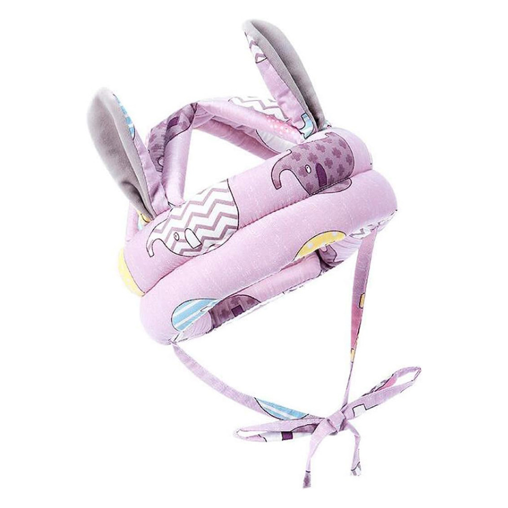 Дитячий м'який протиударний шолом для захисту голови (Фіолетовий, з принтом слона, з вушками) Николаев - изображение 1