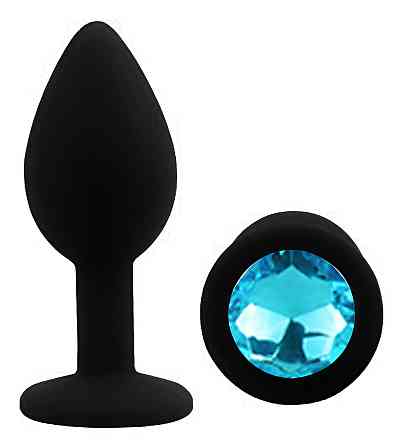 Силіконова анальна пробка EGZO - Silicone Black Round Plug Aqua, size S Sex Aura Київ