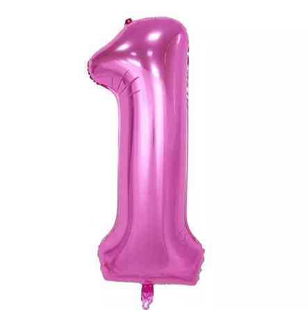 Кулька цифра 1 фольгована 32 дюйма рожевий Київ