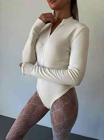 Женский теплый базовый боди на молнии джерси на флисе Молочный, 42/44 Одесса