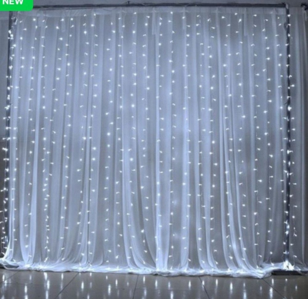 Гирлянда штора на окно водопад 2,5*2м цвет белый Киев - изображение 1