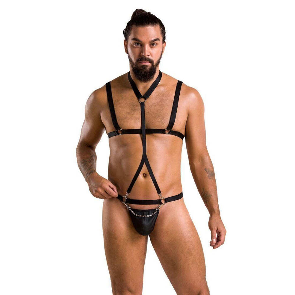 Комплект мужского белья из стреп Passion 039 SET ANDREW XXL/XXXL Black, стринги, шлейка Sex Aura Киев - изображение 3