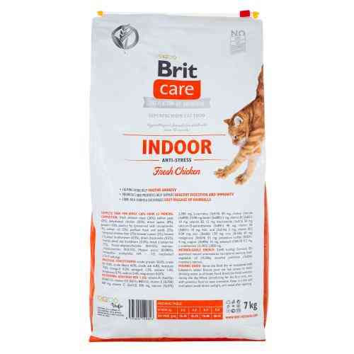 Корм сухий Brit Care Cat Grain Free Indoor Anti-stress для дорослих домашніх котів гіпоалергенний з куркою 7 кг Київ