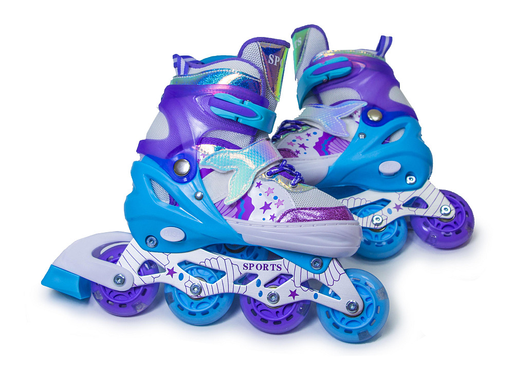 Детские раздвижные ролики Русалочка Scale Sports фиолетовые, размер 34-38. Все колеса светятся Одесса - изображение 2