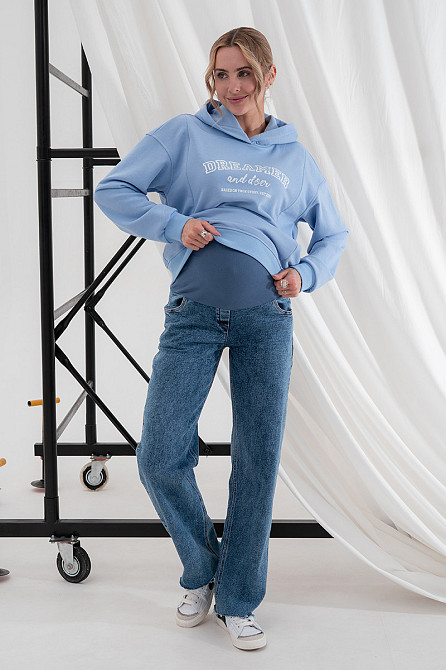 Джинсы для беременных прямые straight fit для будущих мам с регулируемым поясом L (48) Anne Юла Мама синий Кривой Рог - изображение 1