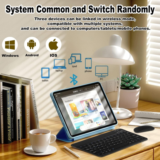 Беспроводная Bluetooth клавиатура ультратонкая для iPad, планшета, смартфона, ПК, iOS Android Windows, черная Киев