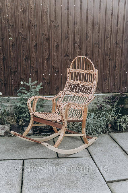 Крісло гойдалка на пружині плетені | Крісло-гойдалка плетене з лози | крісло качалка для дачі Київ - фото 2
